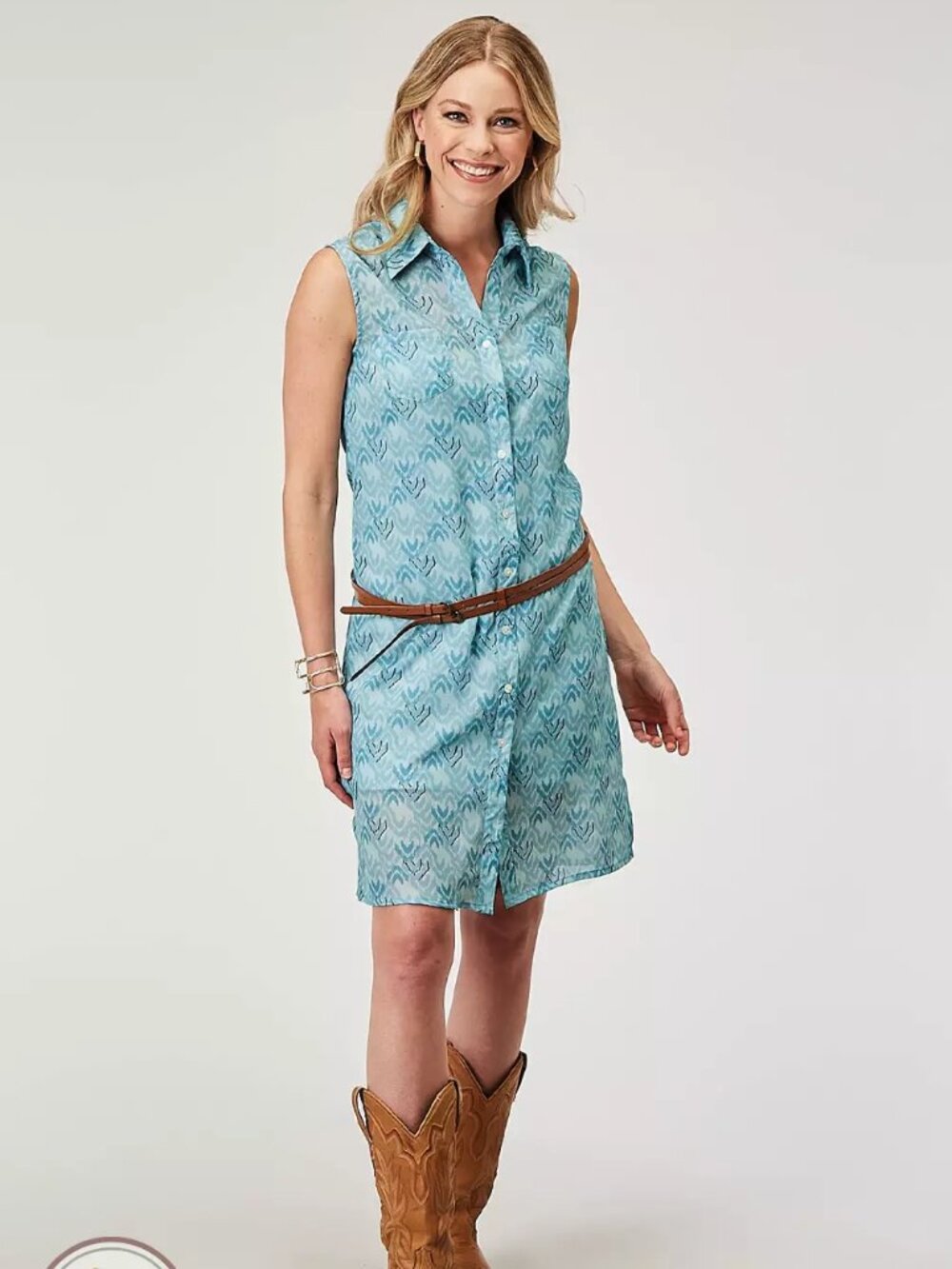 Roper 03-057-0590-3073 BU 1978 Blue Chevron Shirt Dress